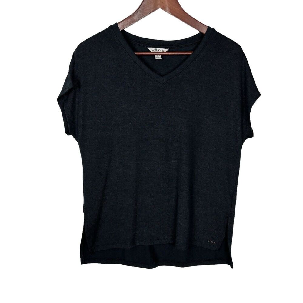 Orvis Black Knit Short Sleeve Shirt Top Women's Small